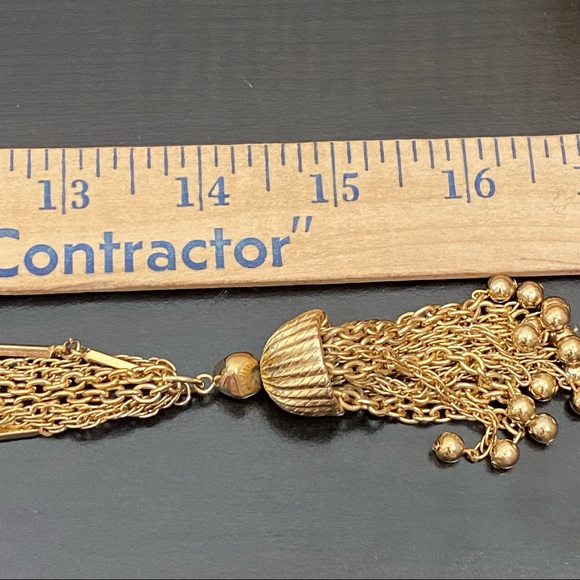 Vintage Unsigned Multi-Strand Chain Tassel Long Necklace - Picture 7 of 10
